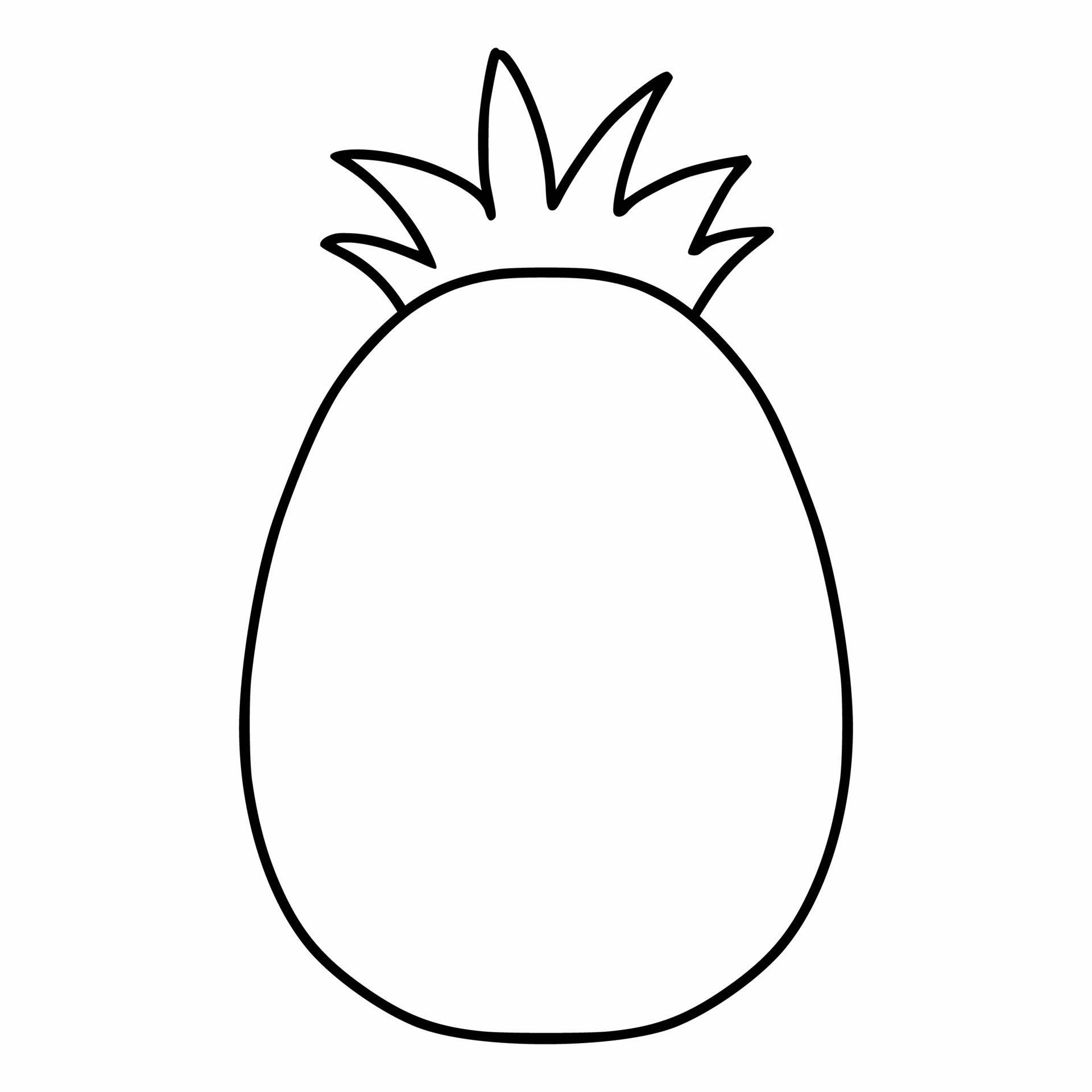 Drawing of a pineapple in the style of a doodle. Pineapple contour line