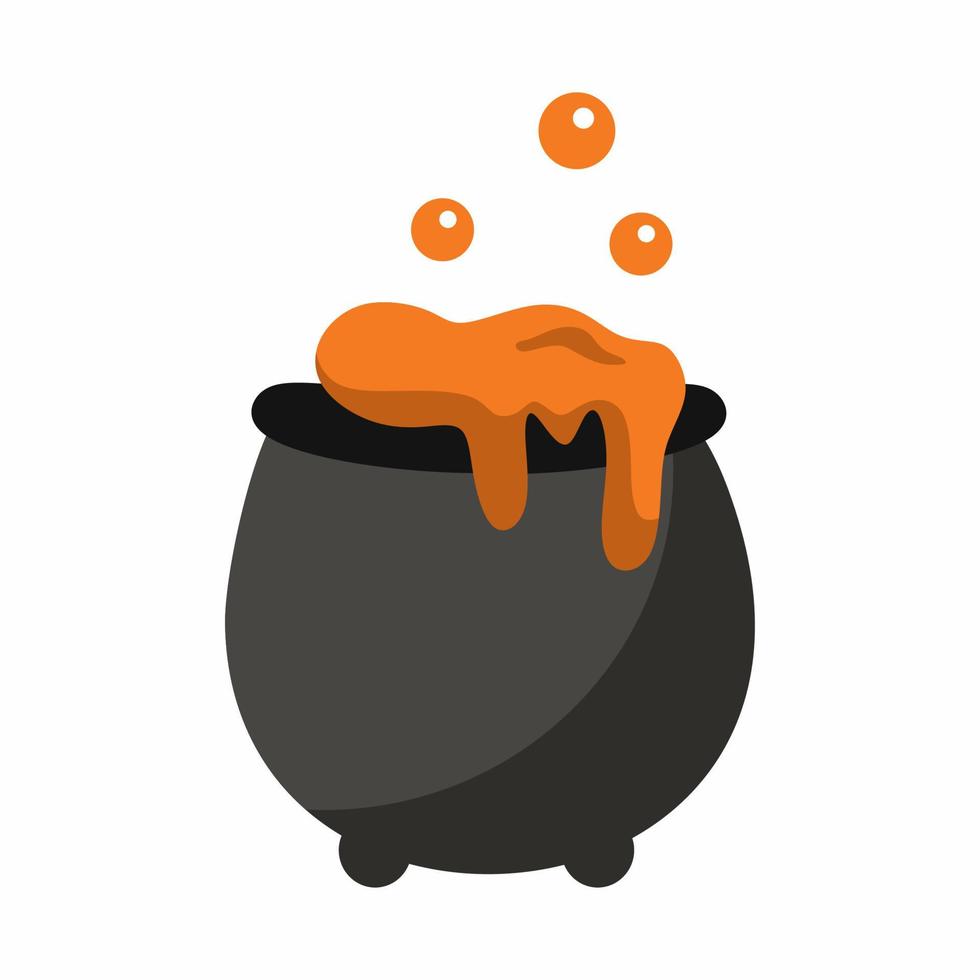 Cauldron with magic potion. Vector icon for  Halloween holiday.