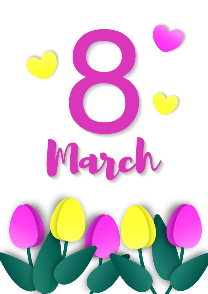 Vertical 8 march greeting card. vector