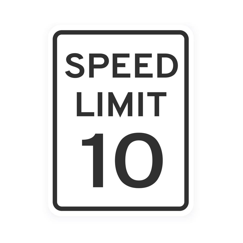 Speed limit 10 road traffic icon sign flat style design vector illustration.