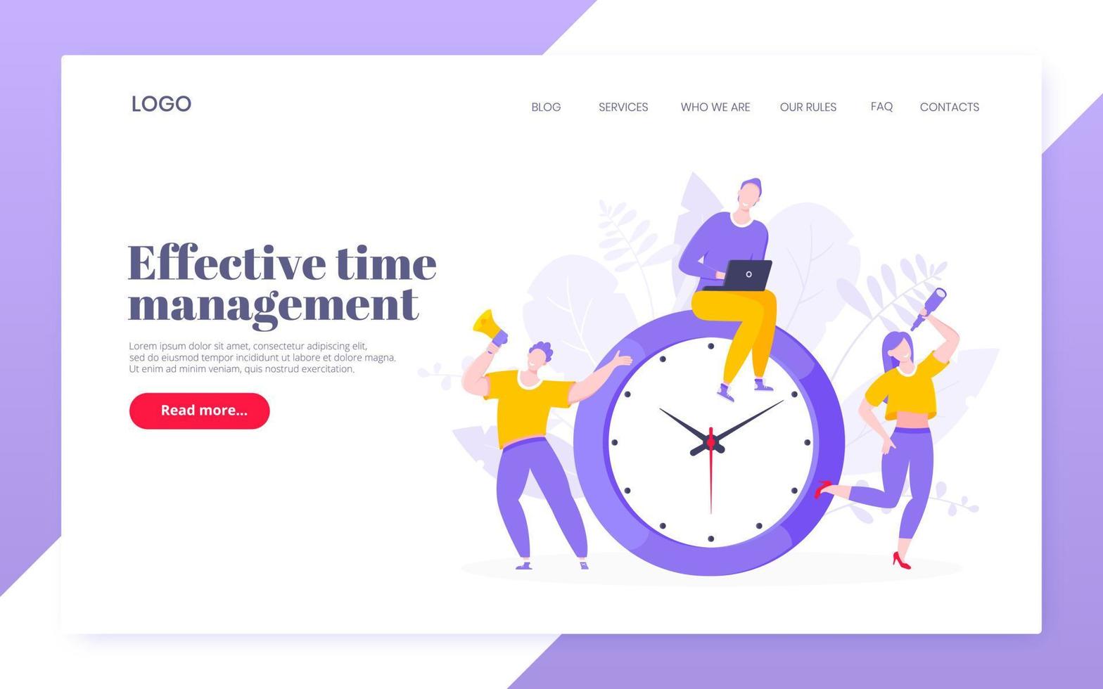Effective work time management business concept flat style design vector illustration.