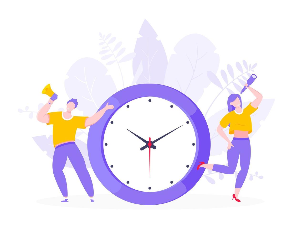 Effective work time management business concept flat style design vector illustration.