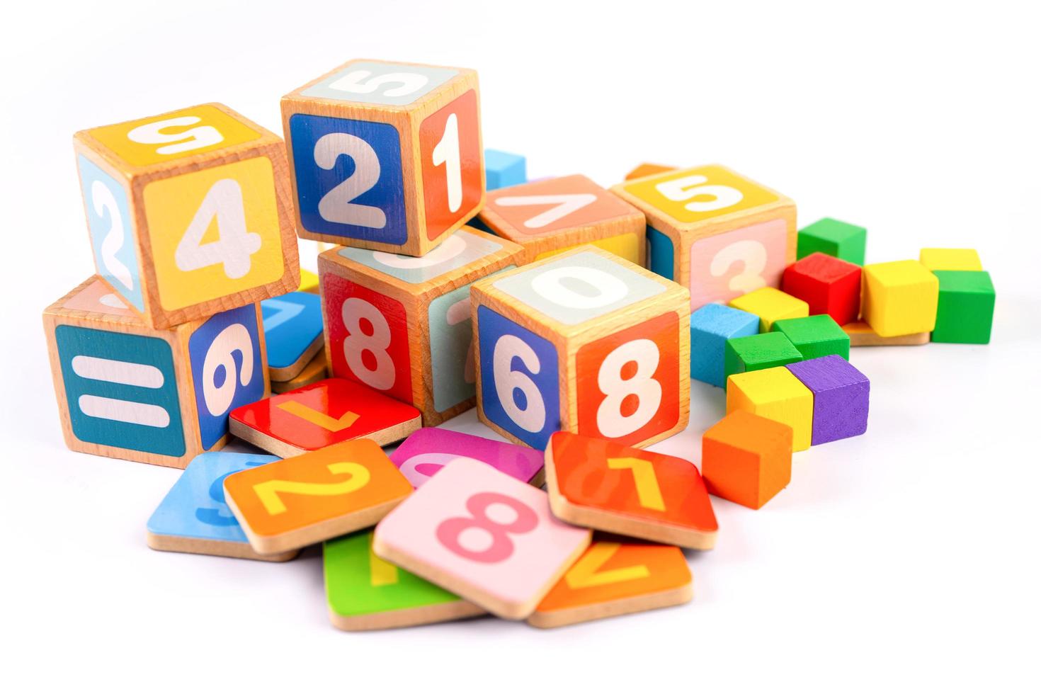 Math number colorful on white background, education study mathematics learning teach concept. photo