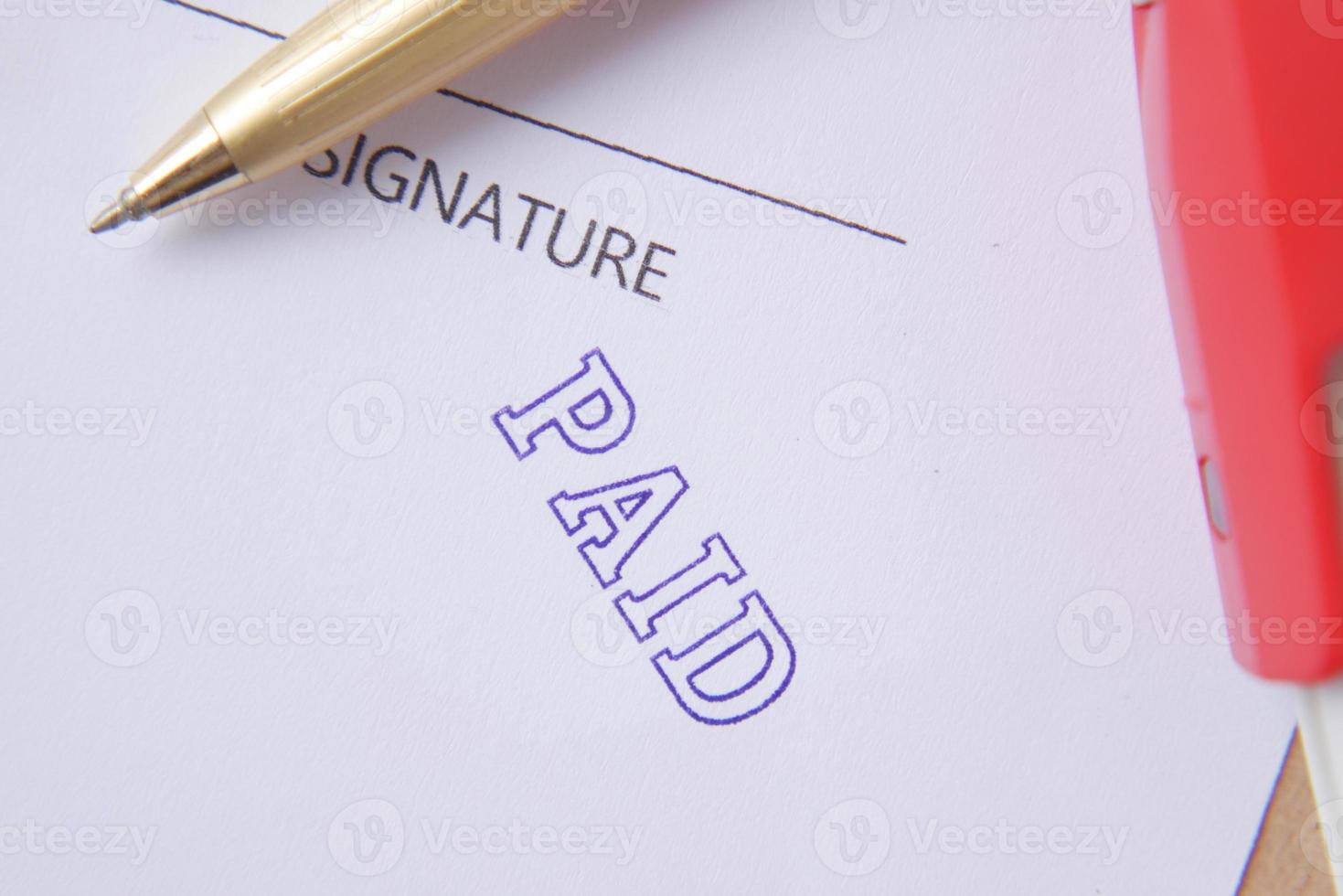 Paid invoice and Rubber Stamp on paper , 4849405 Stock Photo at Vecteezy