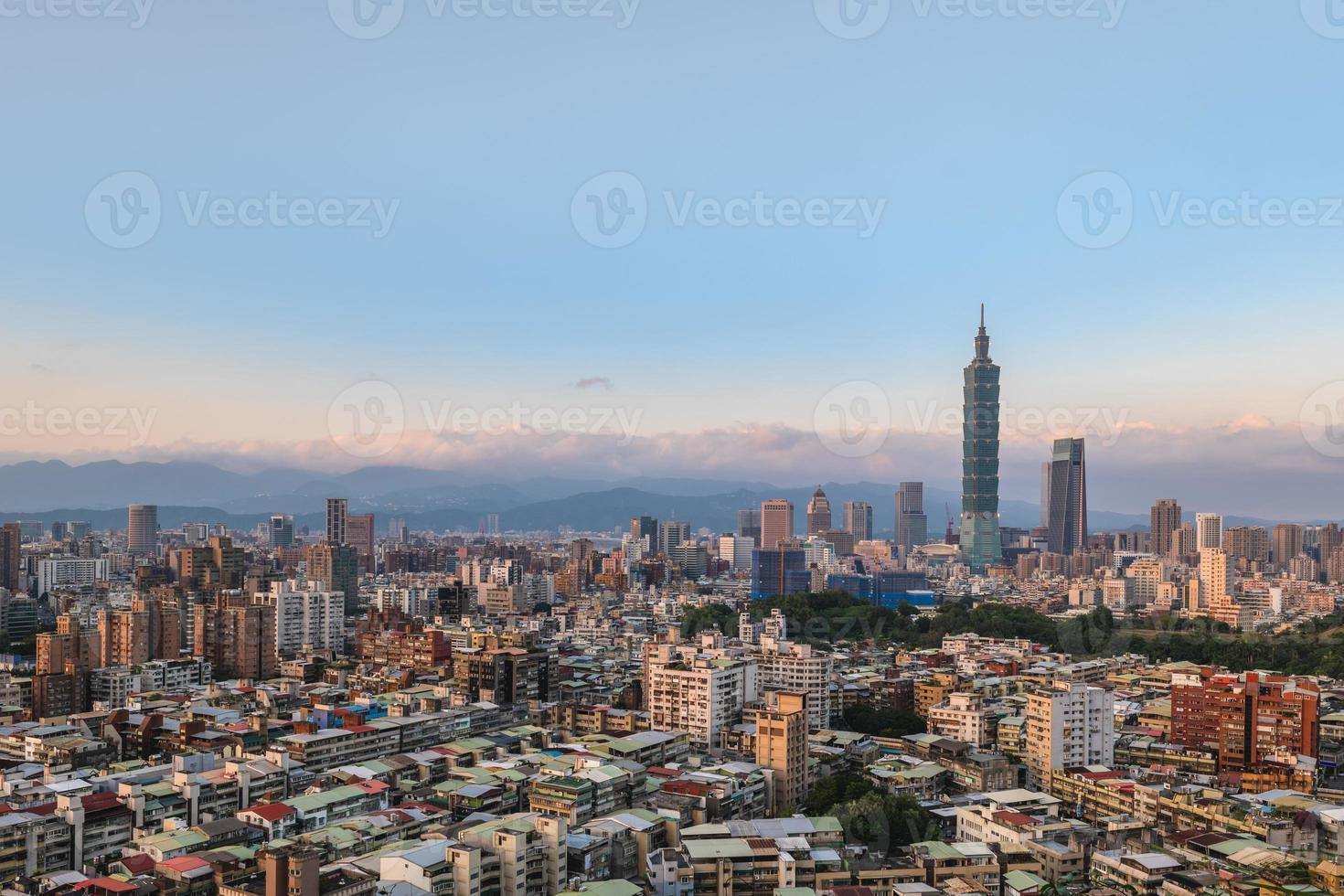 Panoramic view of Taipei City in taiwan at dusk photo