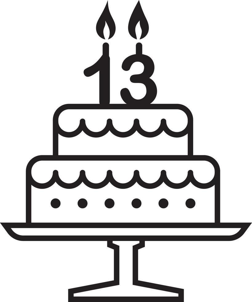 pastel de cumpleaños 13 años vector