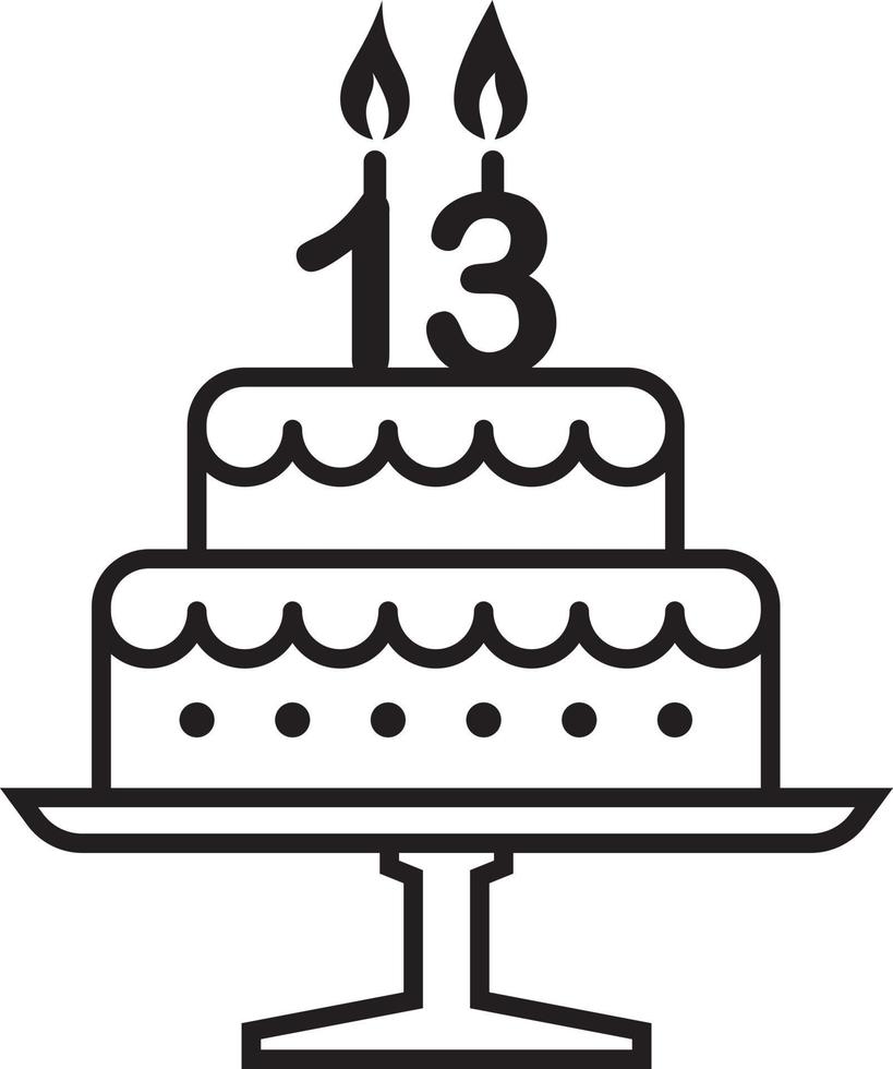Birthday cake 13 years vector