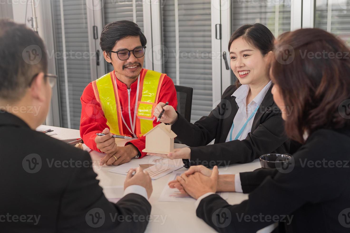 Team business  meeting for  construction house project photo