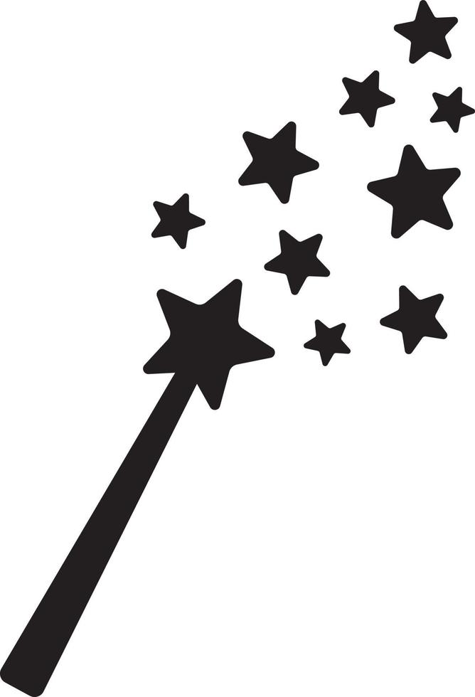 Magic wand silhouette with stars vector