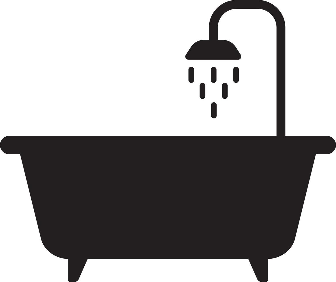 Shower bathtub bathroom douche silhouette vector