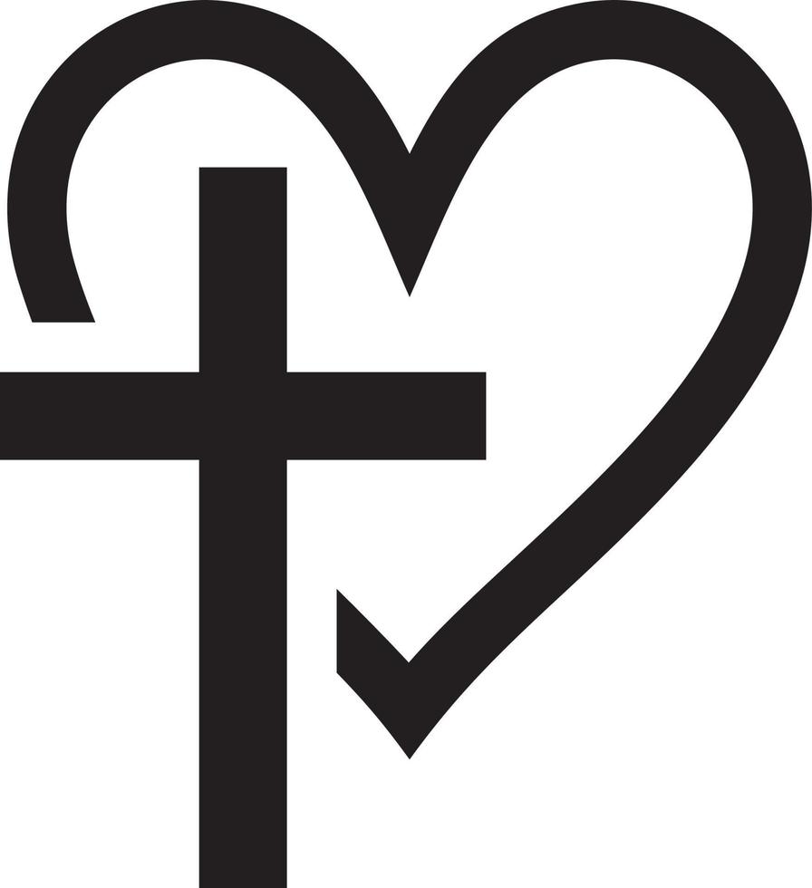 Cross heart icon vector