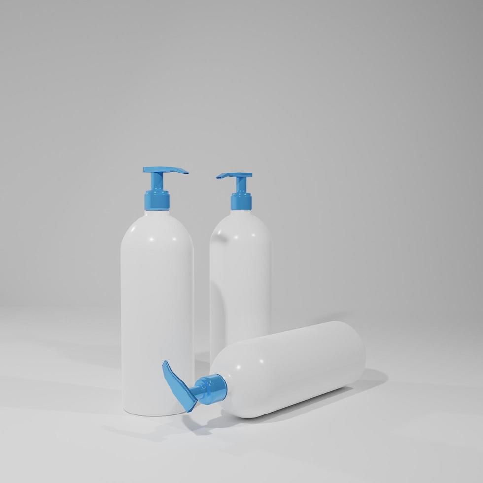 3d mockup render of bottles photo