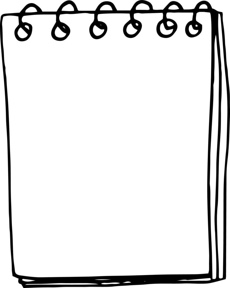 icono de hoja en blanco de Bloc de notas, etiqueta engomada. bosquejo dibujado a mano estilo doodle. , minimalismo, monocromo. escribir notas blog de papelería vector