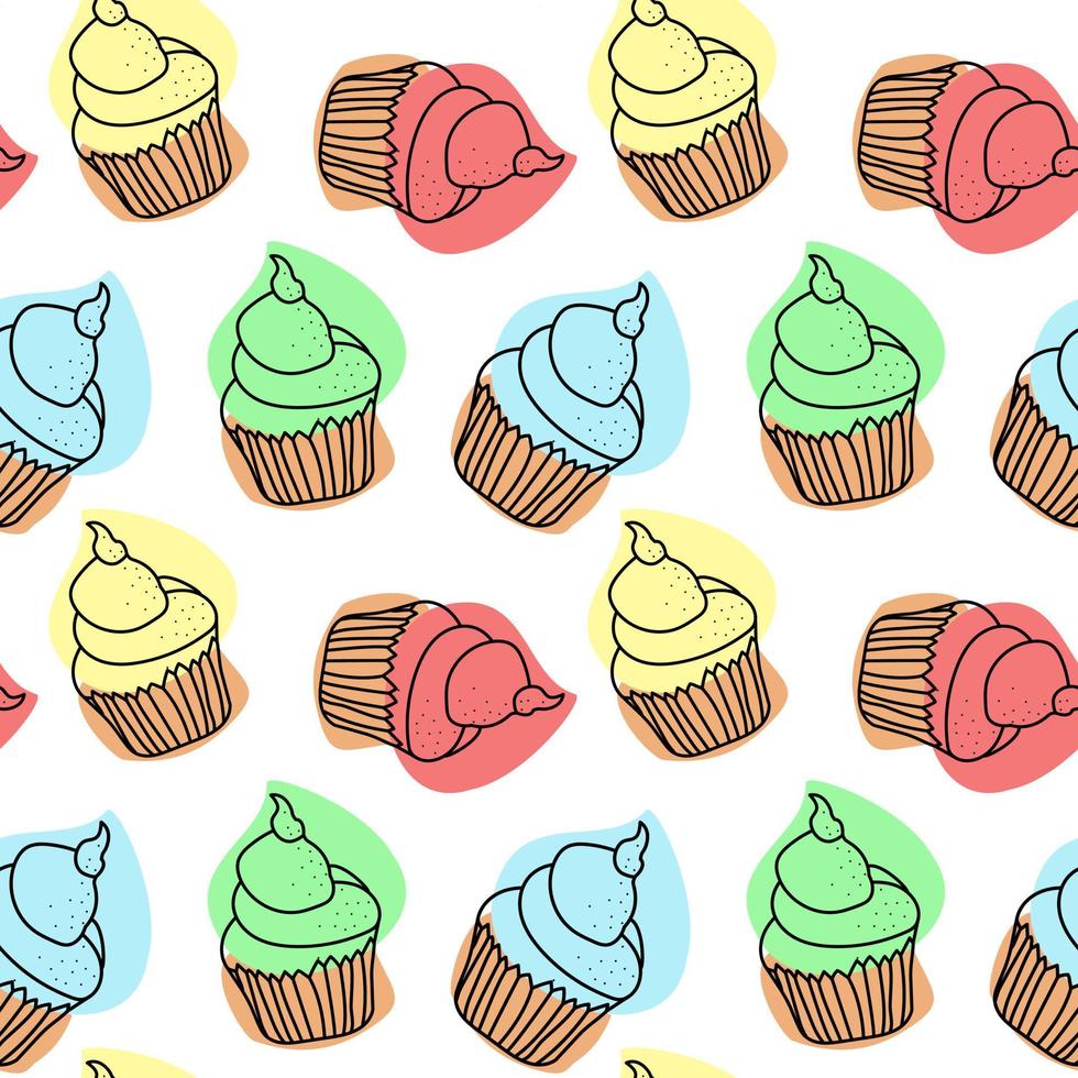 Cupcakes seamless vector pattern. Texture for festive event - fabric, wrapping, textile, wallpaper, apparel.