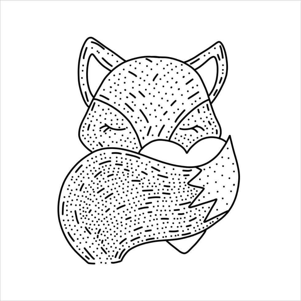 Lindo zorro dibujado a mano con corazón aislado en la ilustración de vector blanco. adorable animal con corazón para boda o diseño de San Valentín.