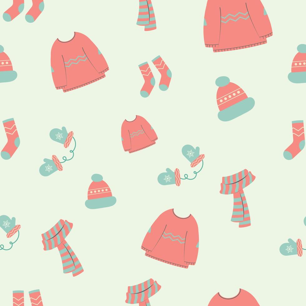 cute winter clothes seamless pattern vector