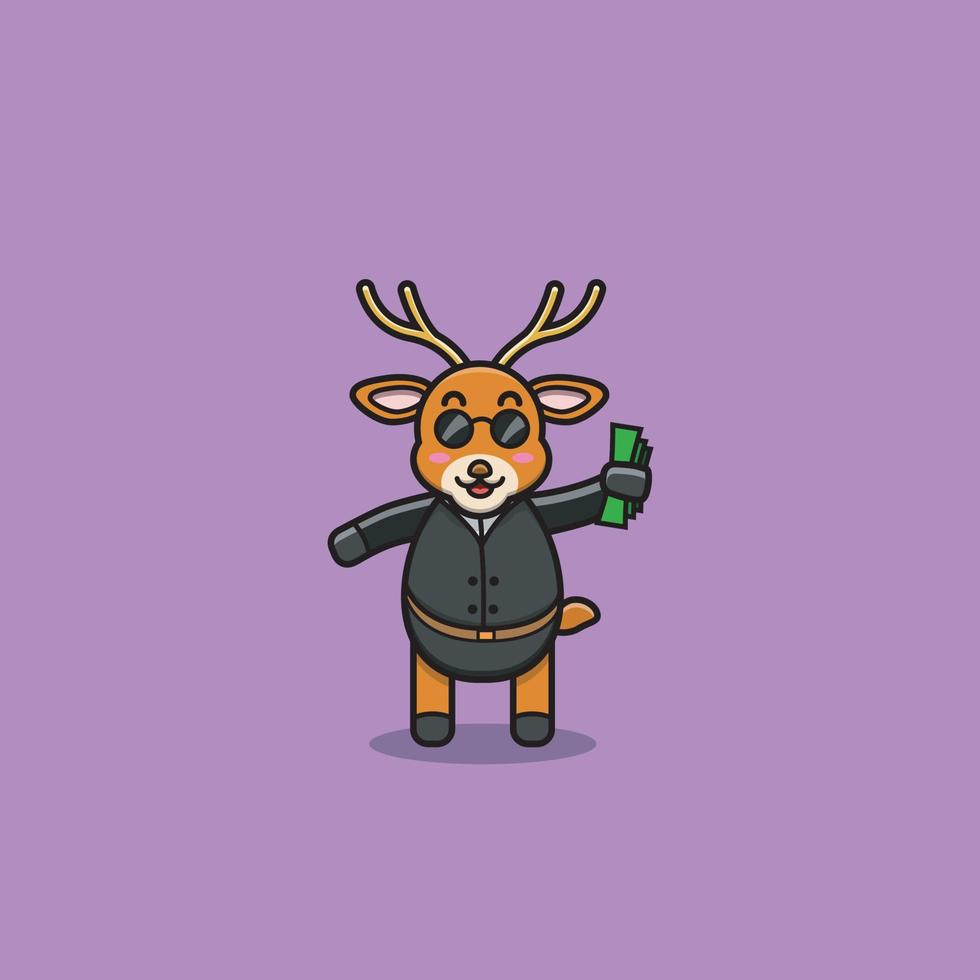 Cute Boss Baby Deer Character . Character, Mascot, Icon, and Cute Design. vector