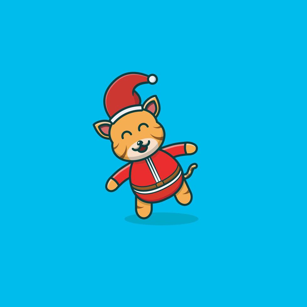 divertido lindo bebé tigre navidad. personaje, mascota, icono y lindo diseño. vector