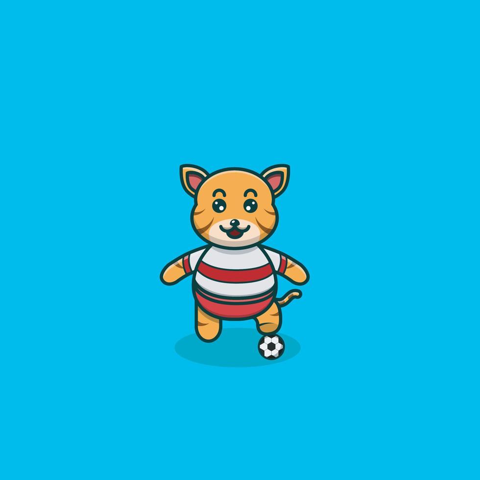 Cute Baby Tiger Football. Character, Mascot, Icon, and Cute Design. vector