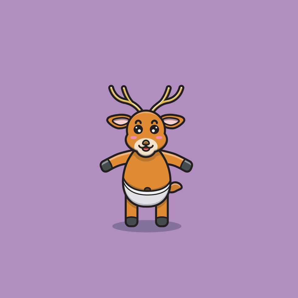 lindo personaje de ciervo bebé. personaje, mascota, icono y lindo diseño. vector