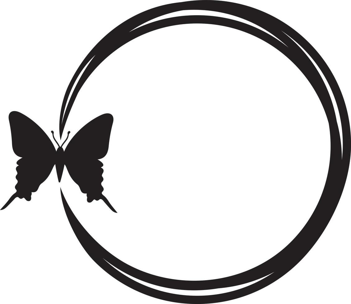 Butterfly in circle monogram frame vector