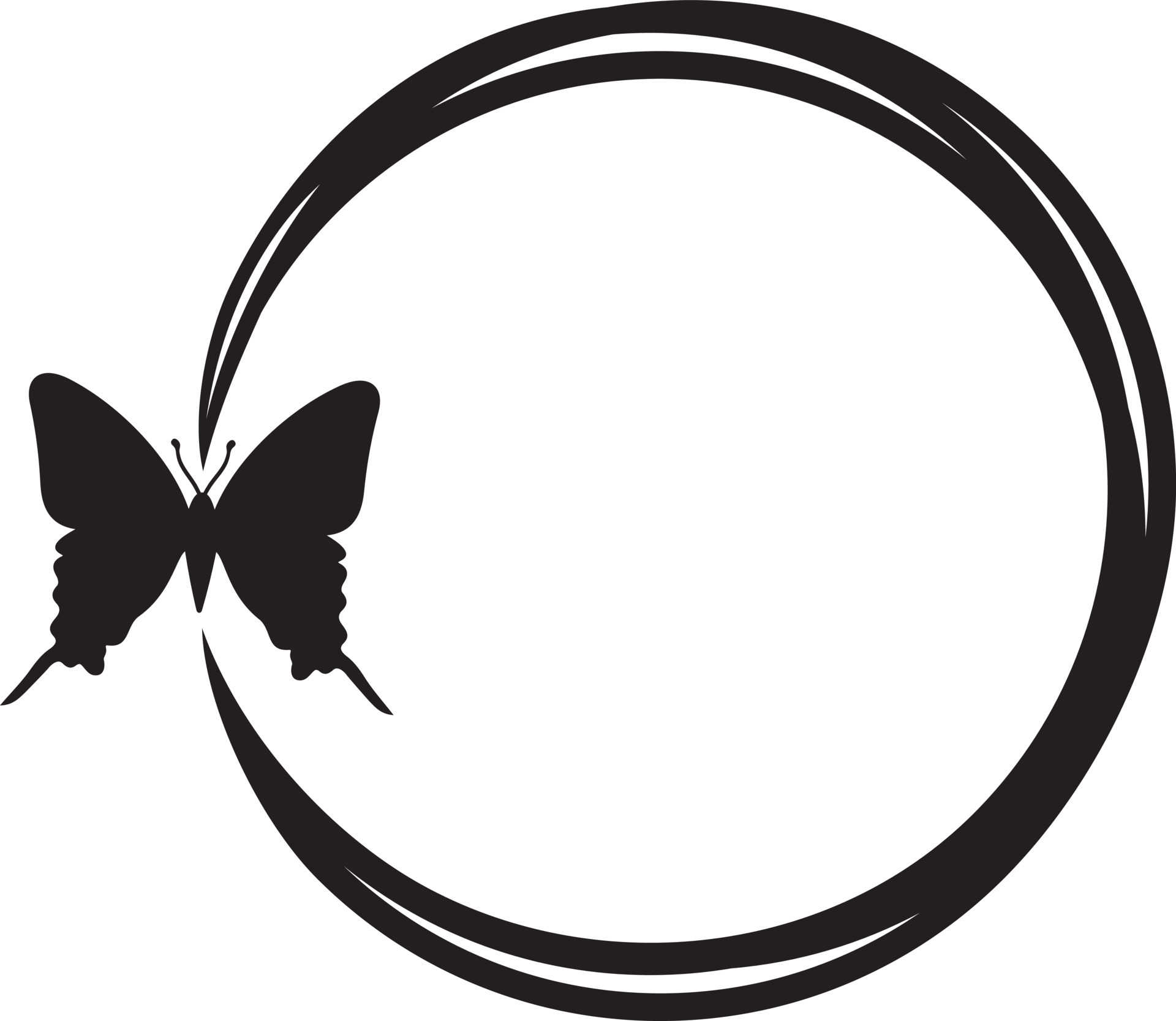 mariposa en el marco del monograma del círculo 4851276 Vector en Vecteezy