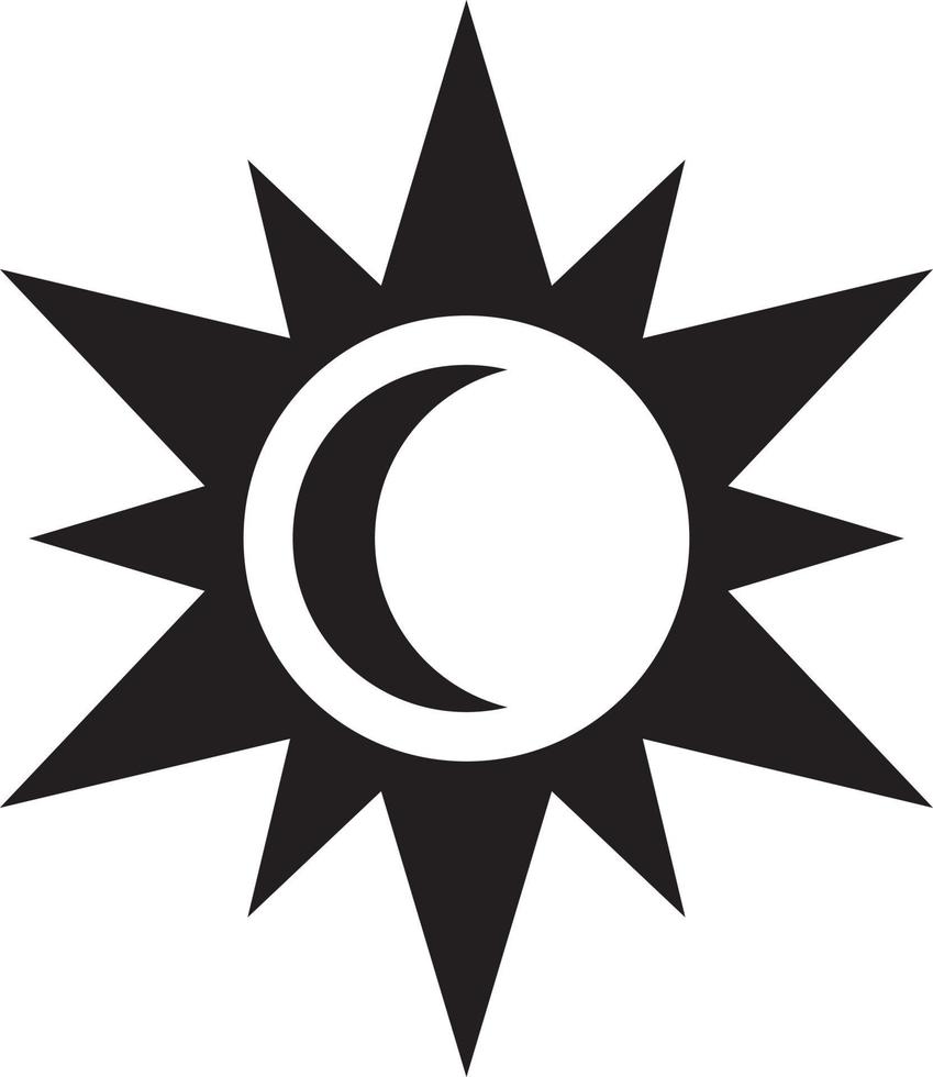 sol y luna creciente icono simple vector