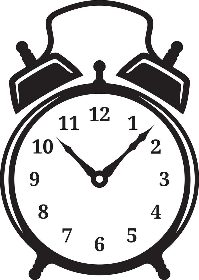 Vintage bell clock outline vector