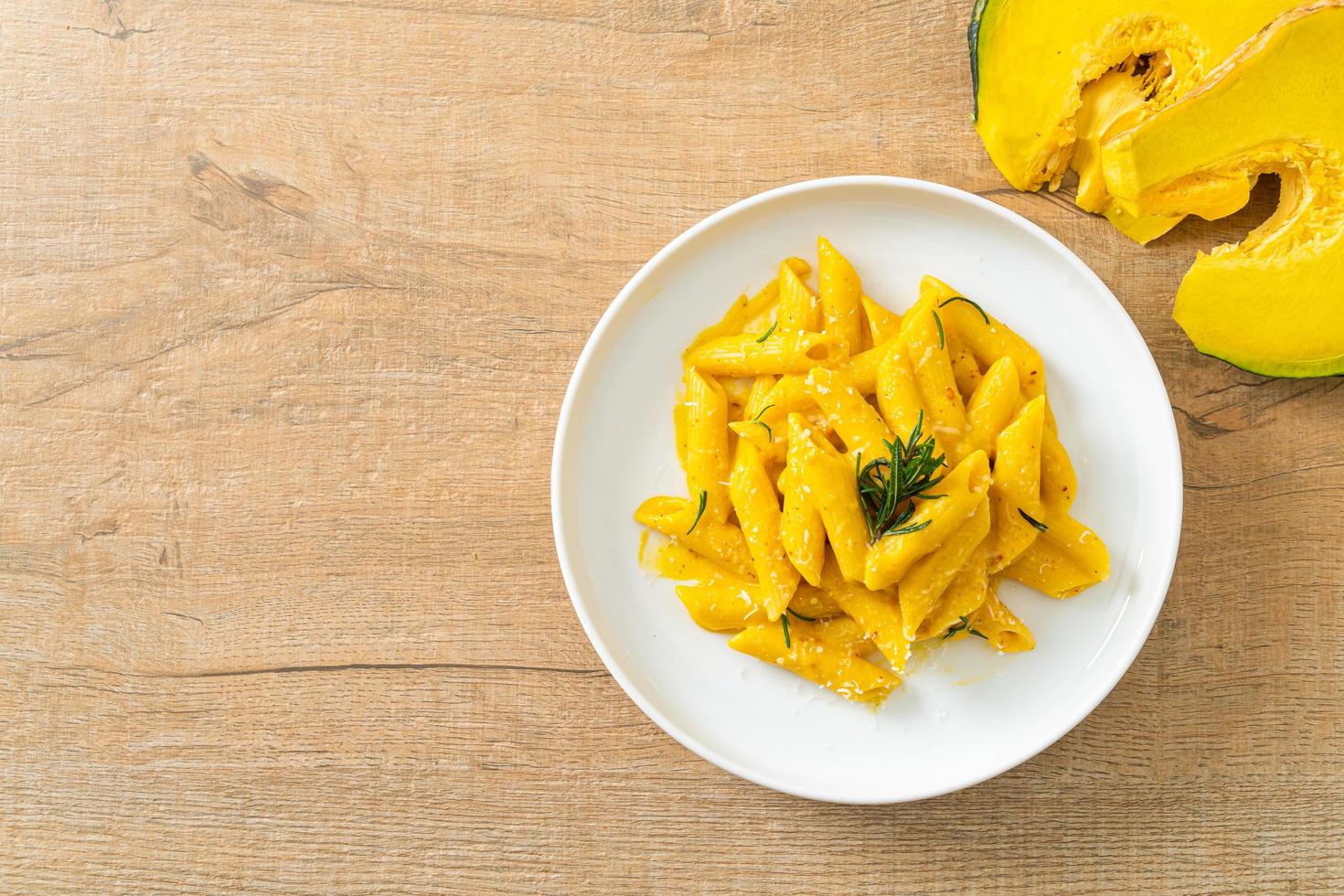 penne pasta with butternut pumpkin creamy sauce photo