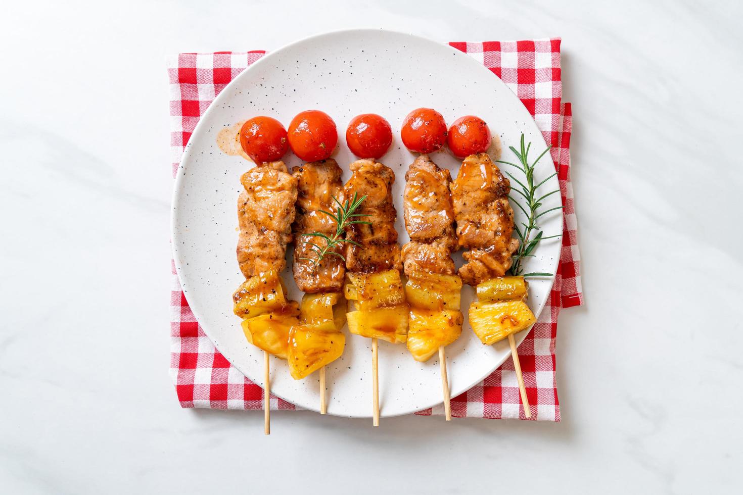 grilled pork barbecue skewer photo