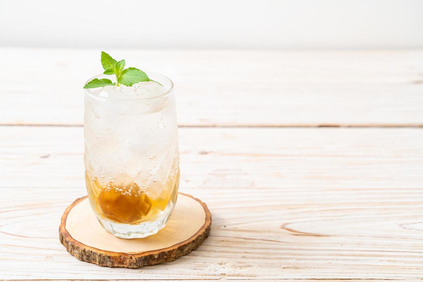 iced plum juice with soda and peppermint photo