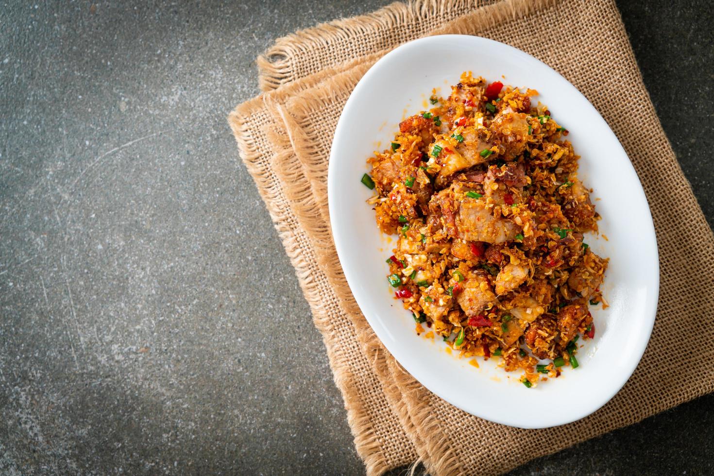 roasted crispy belly pork with salt and chili photo