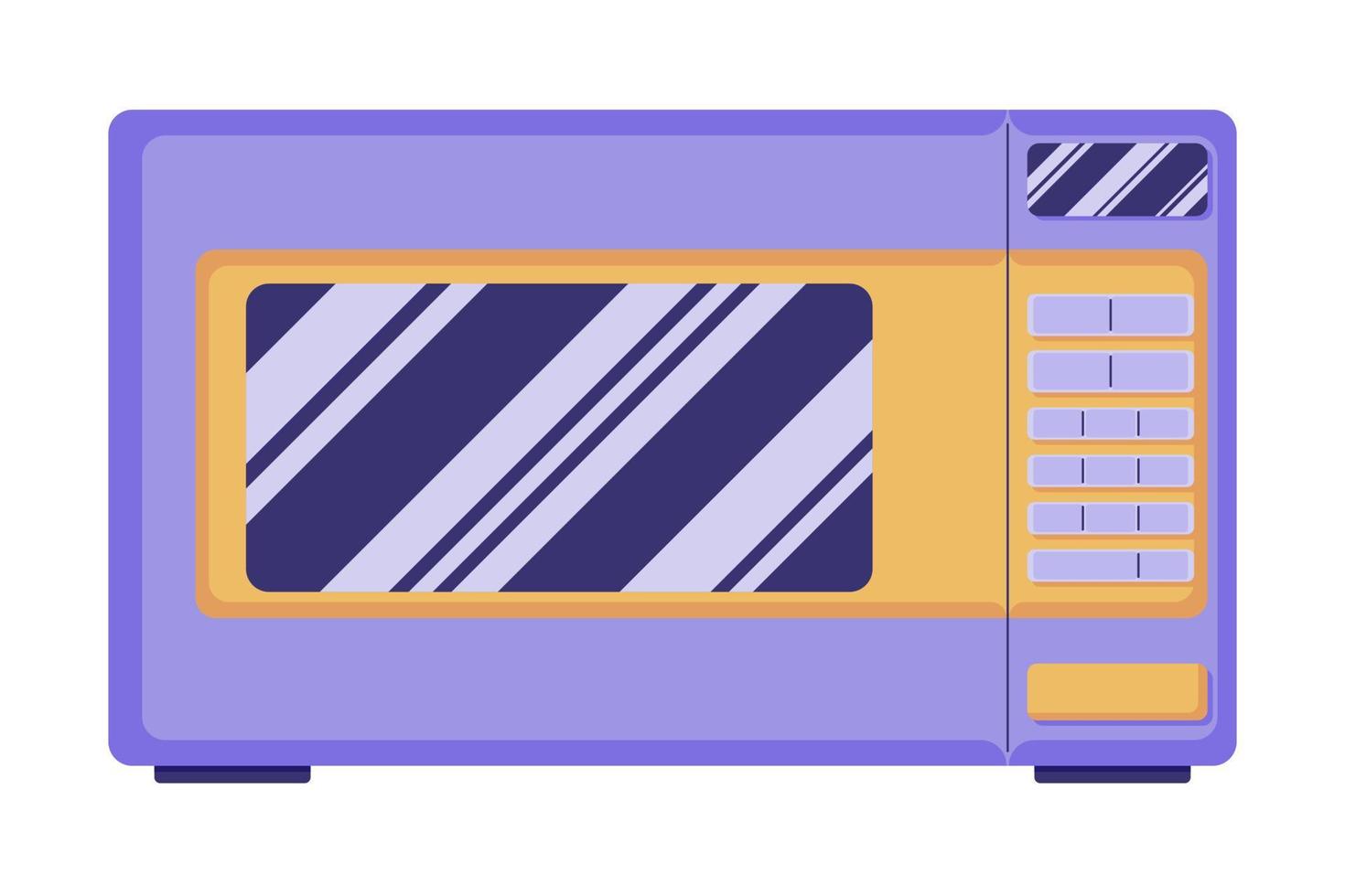 el concepto de un horno de microondas para calentar alimentos, un horno de microondas con una puerta de vidrio en colores brillantes pintados en un estilo plano vector