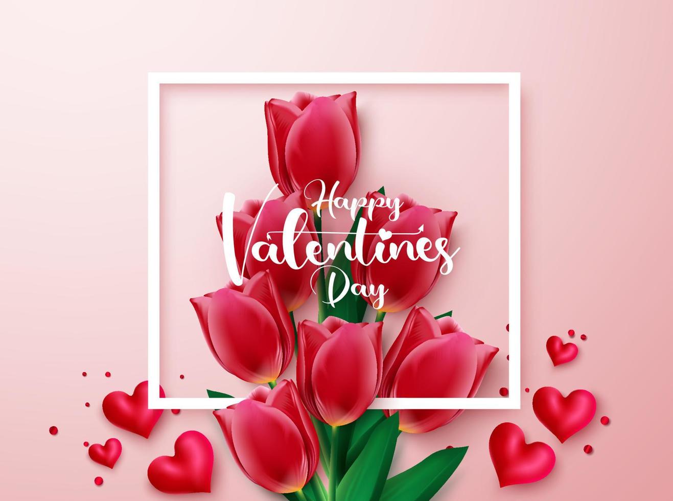 diseño vectorial del día de San Valentín. Feliz día de San Valentín texto de tipografía en espacio de fondo rosa con corazones Elemento de San Valentín para decoración romántica de tarjetas de felicitación. ilustración vectorial. vector