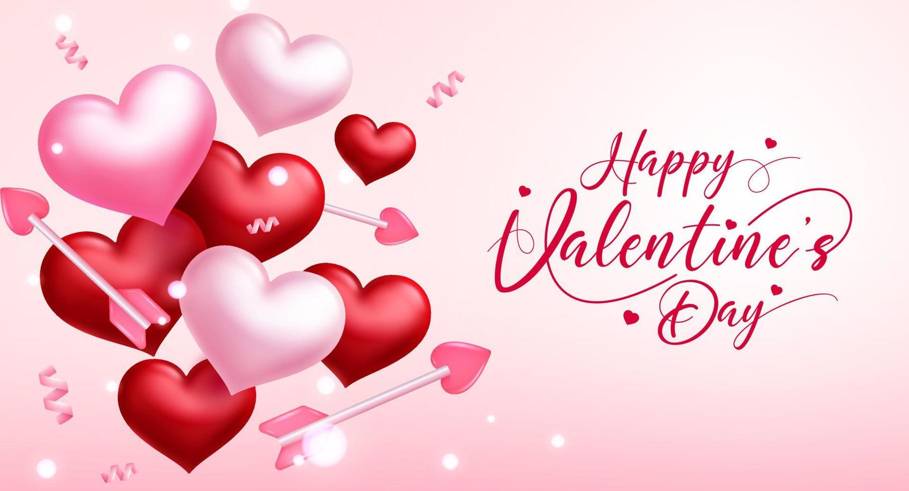 Happy valentine day heart decor multicolored Vector Image