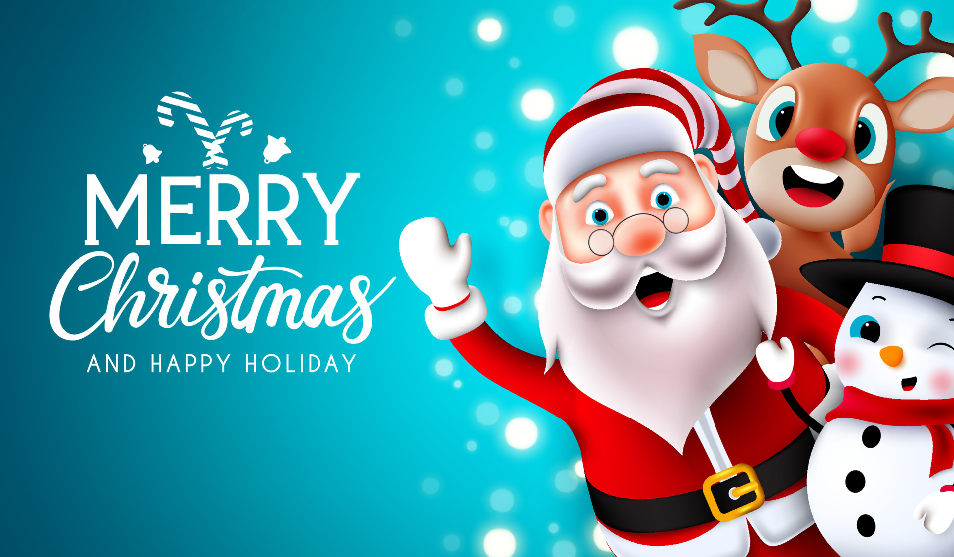 Merry christmas characters vector design. Merry christmas greeting text