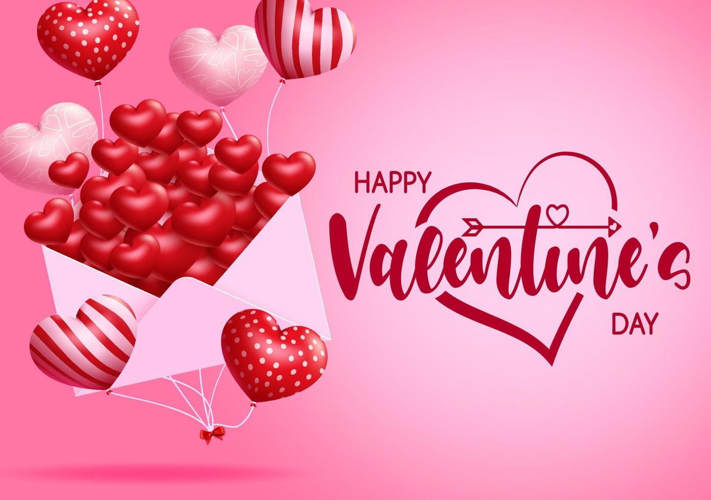 3d letters Happy Valentines day. Lettering inscription isolated on white  background. Celebrating greeting card or banner with pink heart shaped  frame. Font vector illustration Stock Vector Image & Art - Alamy