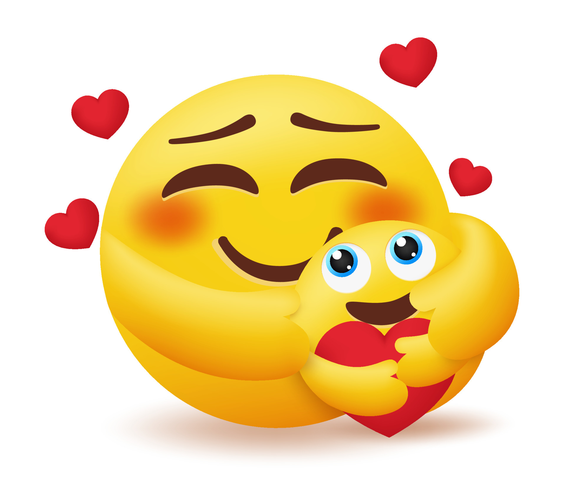 Emoji mother and child vector concept design. Emoticon mom hugging