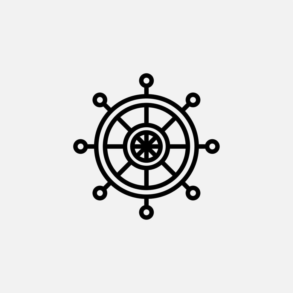 Rudder, Nautical, Ship, Boat Line Icon, Vector, Illustration, Logo Template. Suitable For Many Purposes. vector