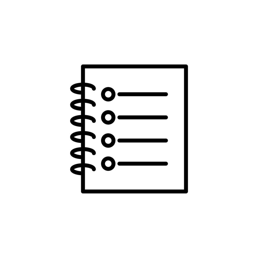 Notes, Notepad, Notebook, Memo, Diary, Paper Line Icon, Vector
