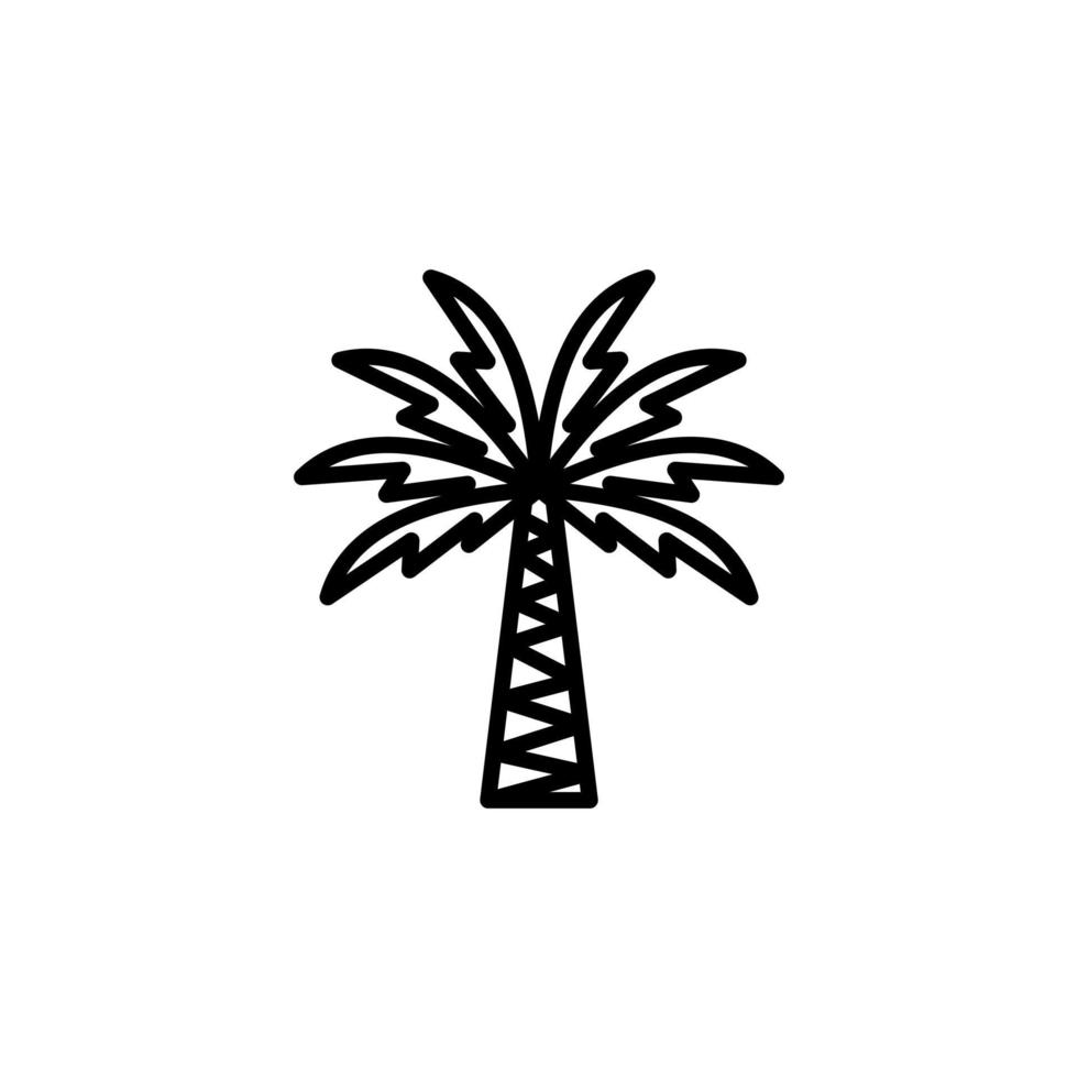 palma, coco, árbol, isla, icono de línea de playa, vector, ilustración, plantilla de logotipo. adecuado para muchos propósitos. vector