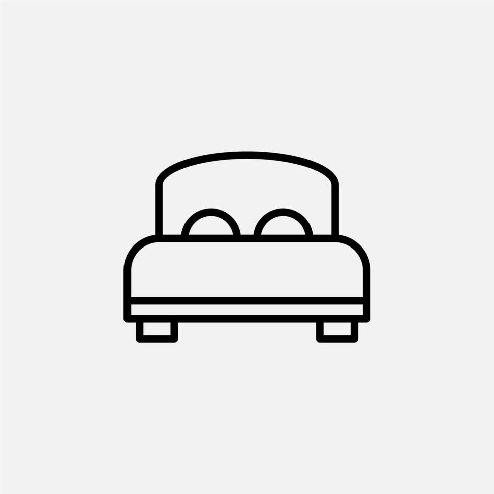 cama, icono de línea de dormitorio, vector, ilustración, plantilla de logotipo. adecuado para muchos propósitos. vector