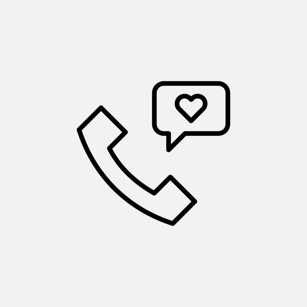llamada, amor, icono de línea telefónica, vector, ilustración, plantilla de logotipo. adecuado para muchos propósitos. vector