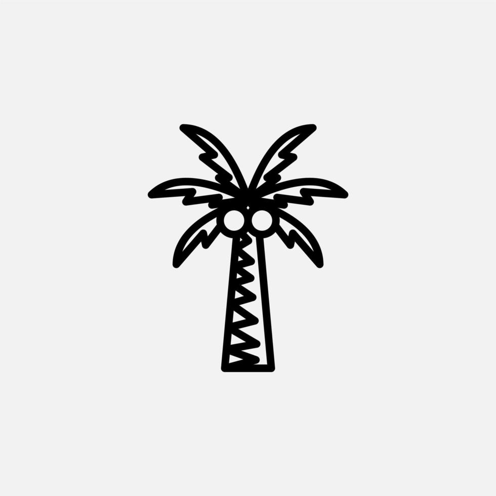 palma, coco, árbol, isla, icono de línea de playa, vector, ilustración, plantilla de logotipo. adecuado para muchos propósitos. vector