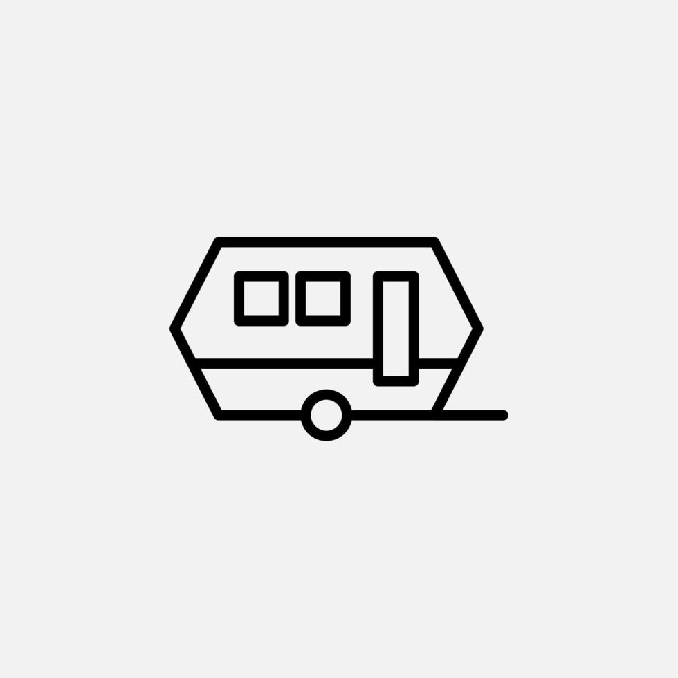 caravana, autocaravana, icono de línea de viaje, vector, ilustración, plantilla de logotipo. adecuado para muchos propósitos. vector