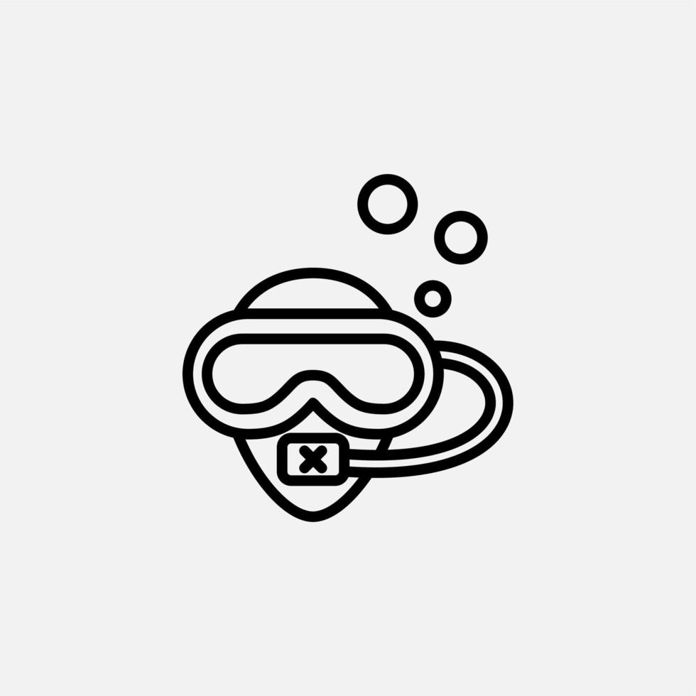 Diving Mask, Snorkel, Swimwear, Snorkelling, Scuba, Diver, Goggles Line Icon, Vector, Illustration, Logo Template. Suitable For Many Purposes. vector