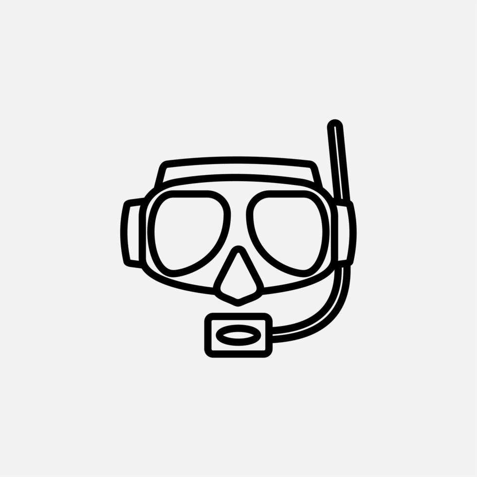 máscara de buceo, snorkel, trajes de baño, snorkel, buceo, buzo, icono de línea de gafas, vector, ilustración, plantilla de logotipo. adecuado para muchos propósitos. vector