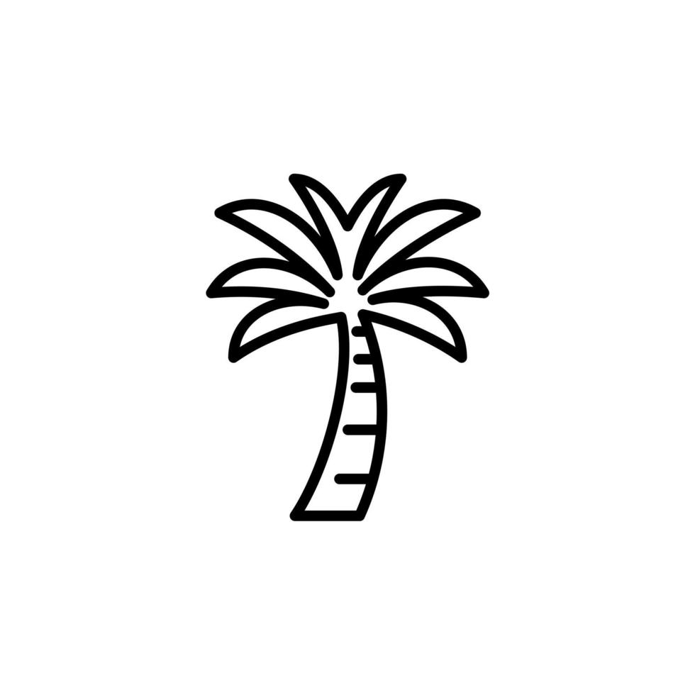 icono de línea, vector, ilustración, plantilla de logotipo. Adecuado para muchos propósitos.palma, coco, árbol, isla, playa. vector