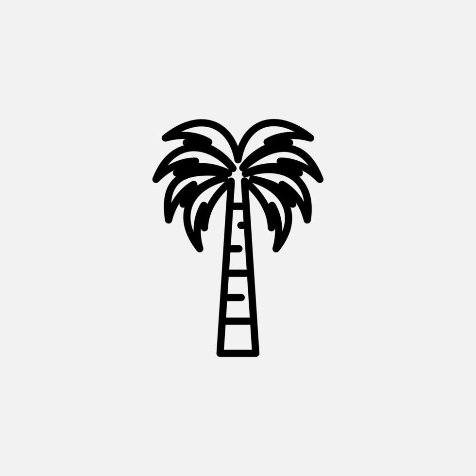 palma, coco, árbol, isla, icono de línea de playa, vector, ilustración, plantilla de logotipo. adecuado para muchos propósitos. vector