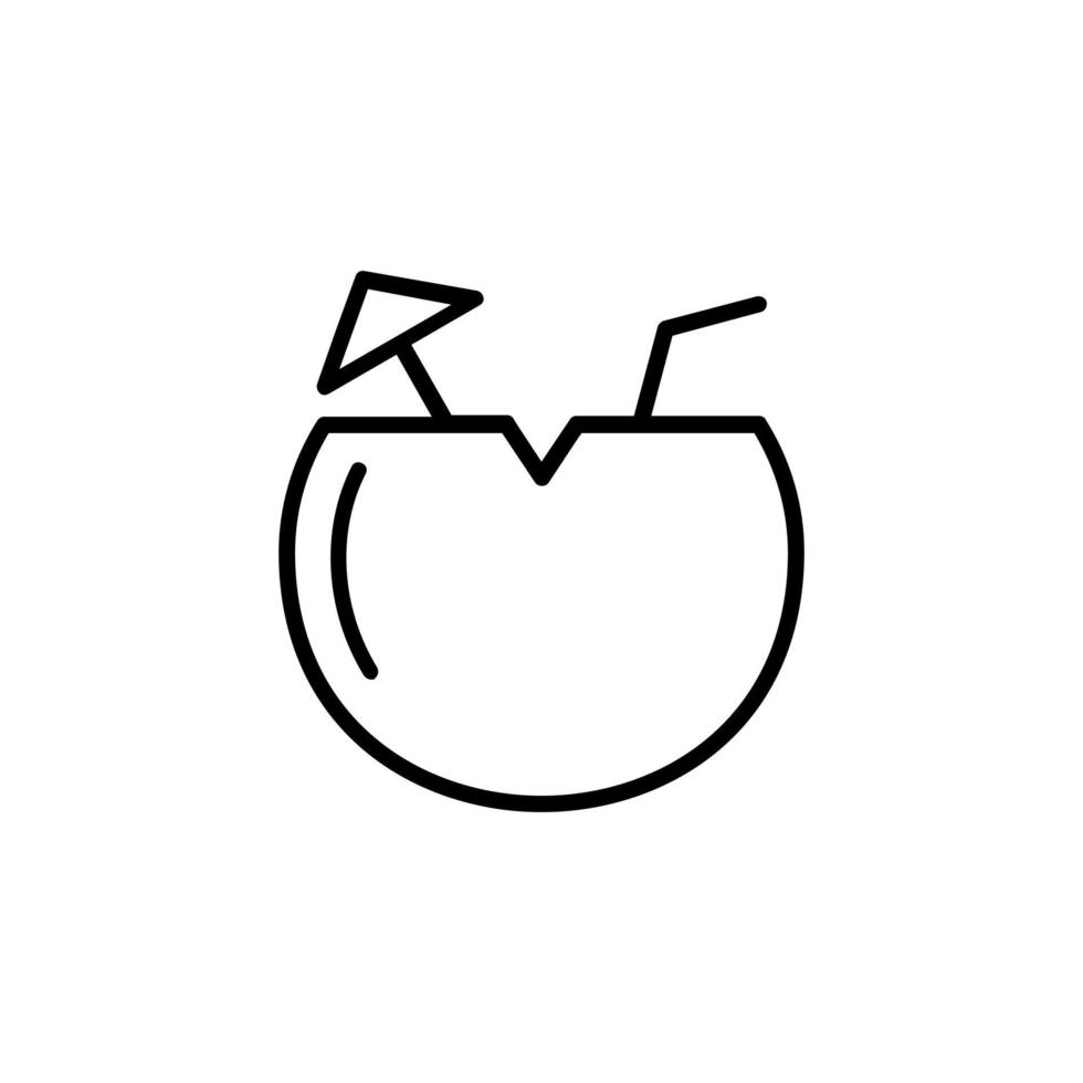 Coconut, Drink, Juice Line Icon, Vector, Illustration, Logo Template. Suitable For Many Purposes. vector